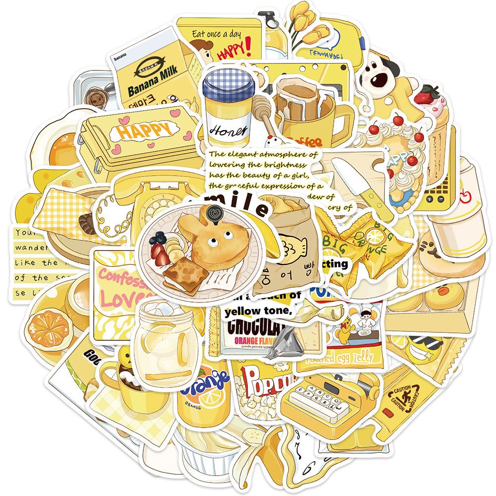 50 Yellow Salt-type Ins Graffiti Stickers Personalized Decorative Guitar Notebook Suitcase DIY Waterproof Stickers