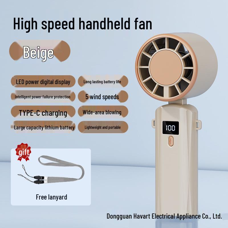

2026 Portable USB Rechargeable Electric Fan: Handheld & Desktop with Digital Display, Long Battery Life 58x60x165 mm хаки