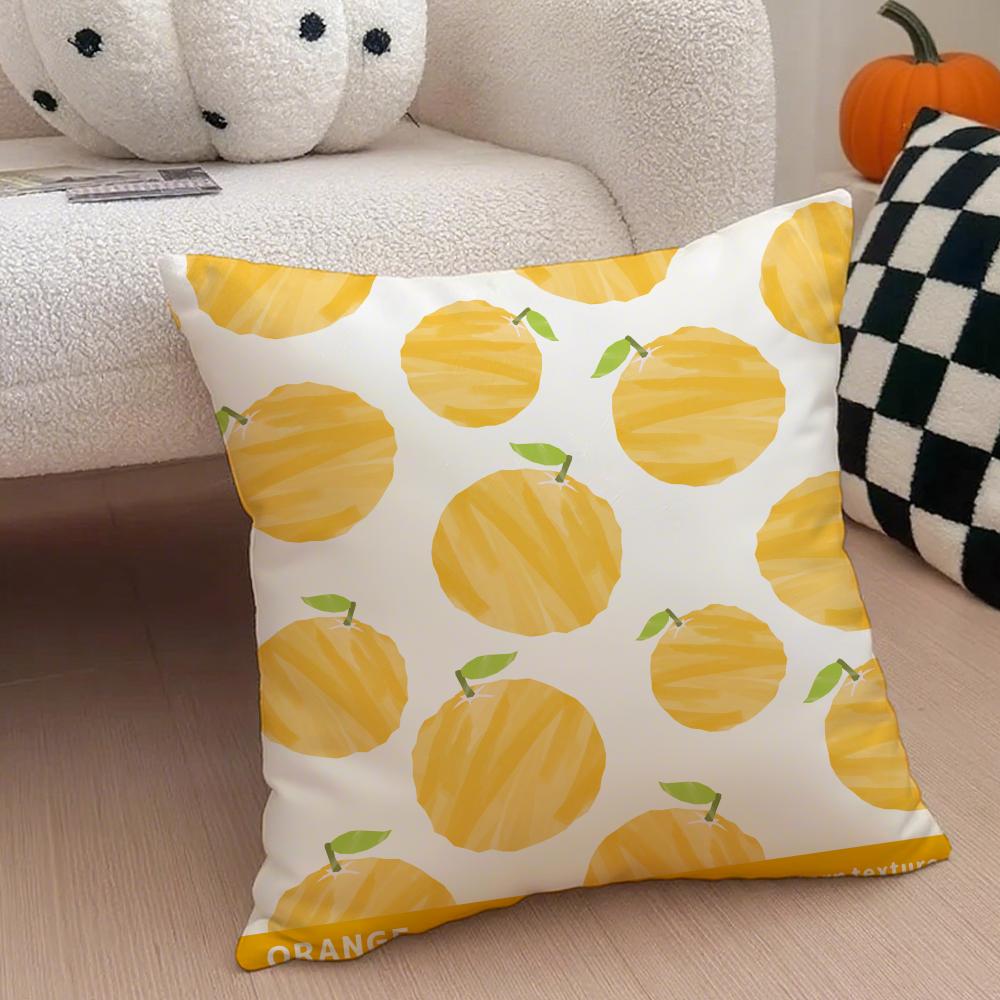 Fresh Vibrant Textile Pattern FFruit Print Art Cushion Cover Throw Pillow Cover Hidden Button Durable Polyester Chair Cushion