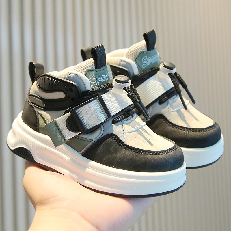 Children's sports shoes 2025 spring and autumn boys' casual board shoes high-top girls' bread shoes dopamine baby dad shoes