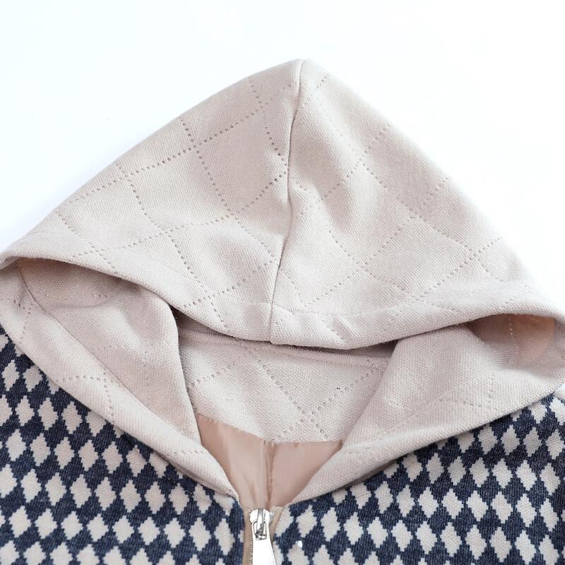 Chaqueta a cuadros con capucha Pasite 2025 Primavera/Otoño para mujeres de mediana edad