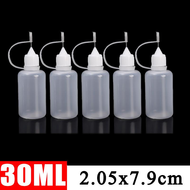 50/5Pcs PE Plastic Squeezable Tip Applicator Bottle Refillable Dropper with Needle Tip Caps for Glue Pigment Bottle 10ml 50ml
