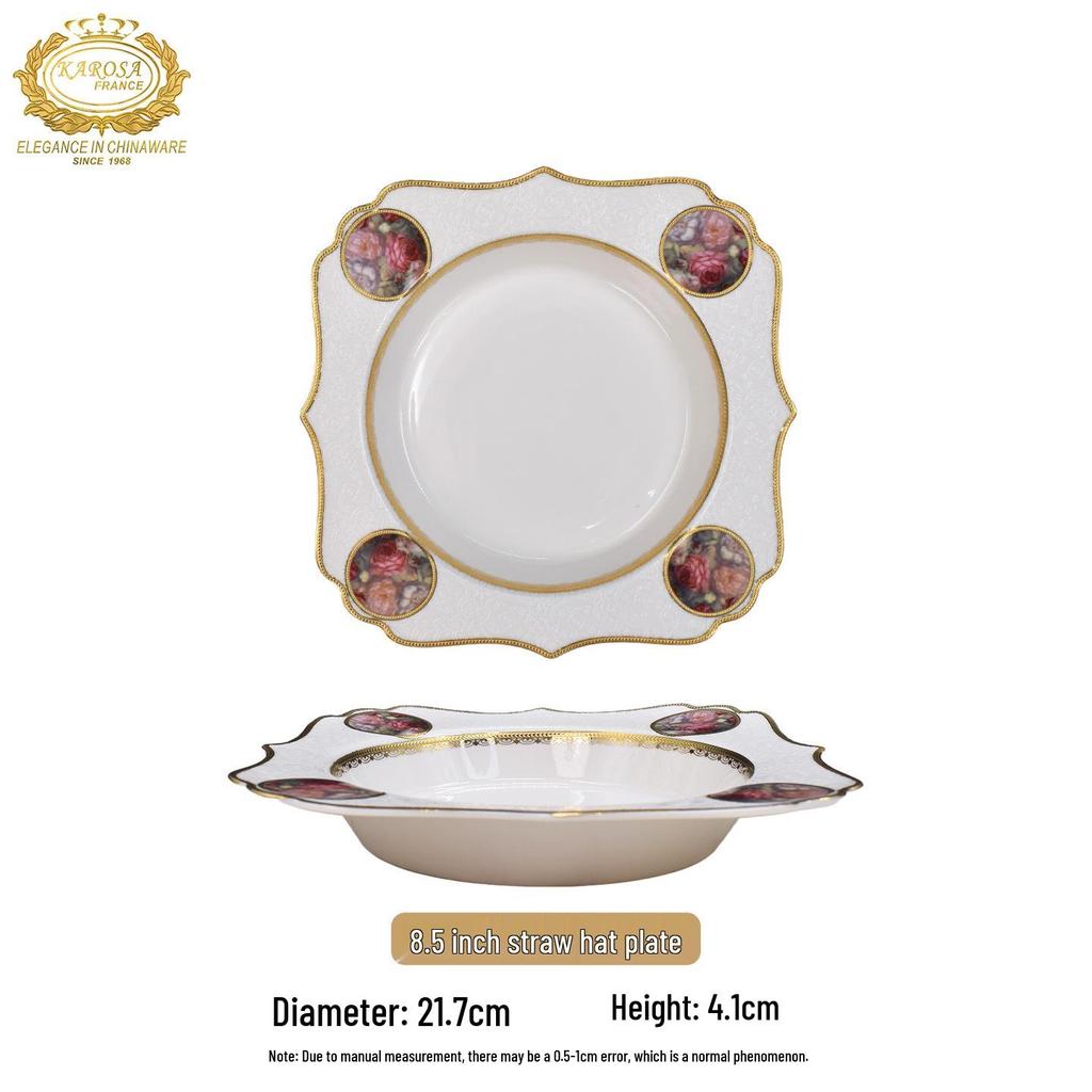 Karosa Light Luxury Bone China Gold Flower Design Tableware Set for Breakfast & Afternoon Tea.
