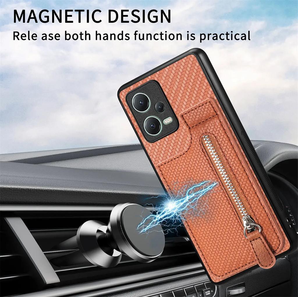 Zipper Wallet Vertical Cards Solt Case For XiaoMi Redmi Note 13 Pro Plus 12 10s 10 4G 13T POCO X3 NFC X6 X5 13C Bag Stand Cover