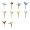 Hand Blown Mini Glass Figurines Collectible Tiny Bee Bird Dragonfly Butterfly Sculpture with Stem for Home Office Birthday Anniversary Gift