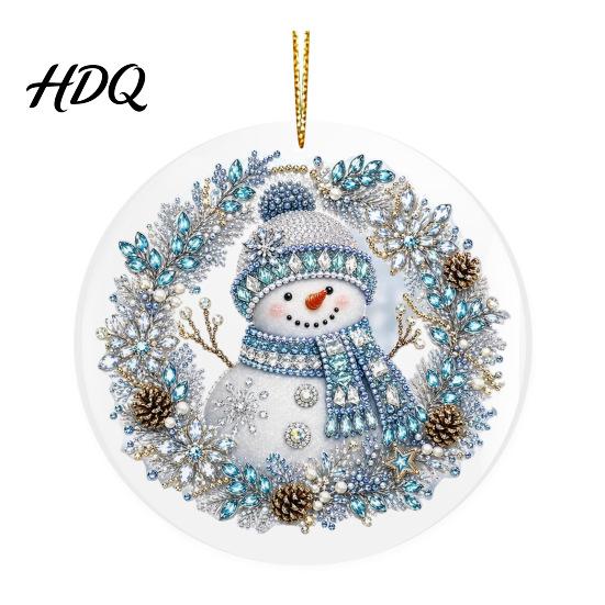 Festive Winter Party Favors Christmas Acrylic Hanging Ornament Double Side Printed Santa Pendant for Tree Window Holiday Ornaments 2D Flat