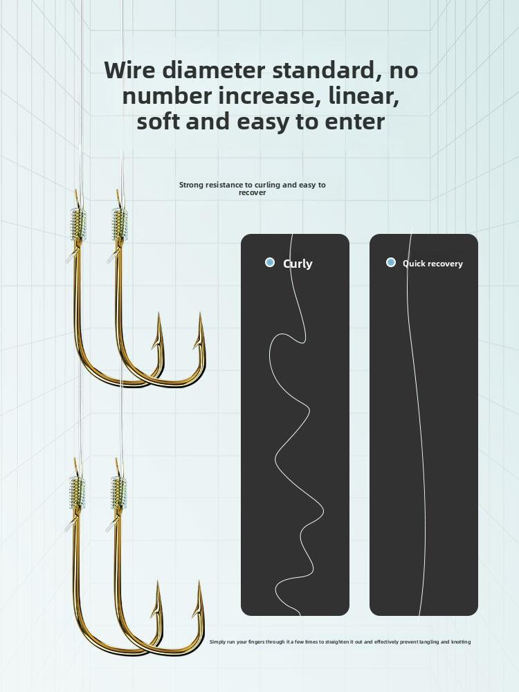 2023 Short Line Double Hooks Golden Sleeve Golden Hai Xi Yi Zu Anti-Entanglement Ocean Boat Fishing Crucian Carp Hook Set