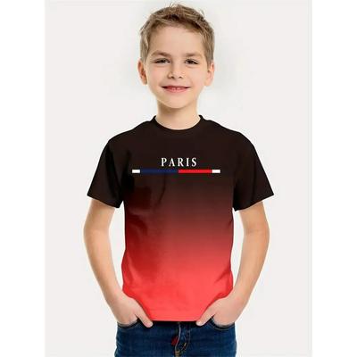 Summer Round Neck 3D Printed Top Fashionable Simple Casual Short Sleeved Children's Boy T-shirts