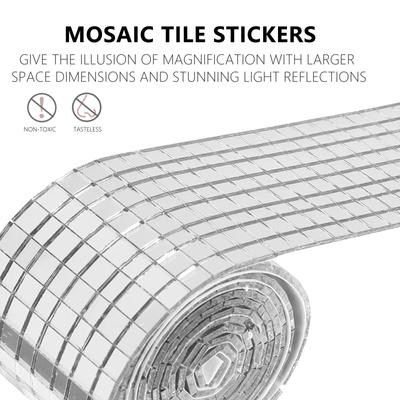 4x100cm Self-Adhesive Real Glass Craft Stickers Reflective Glass Tape Mirror Mosaic Tiles For Making DIY Hand Crafts Home Decor
