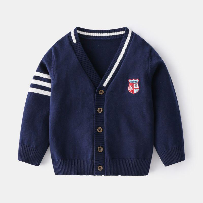 Boys' Preppy Style Casual Sweater Kidsren's Knitwear Jacket Toddler Spring and Autum Kidsren's Clothing Baby Boy Long-Sleeved Cardigan