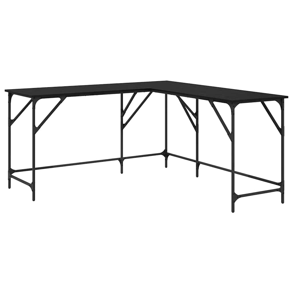 L shaped Corner Desk Black Oak Effect 149 x 149 x 75 cm