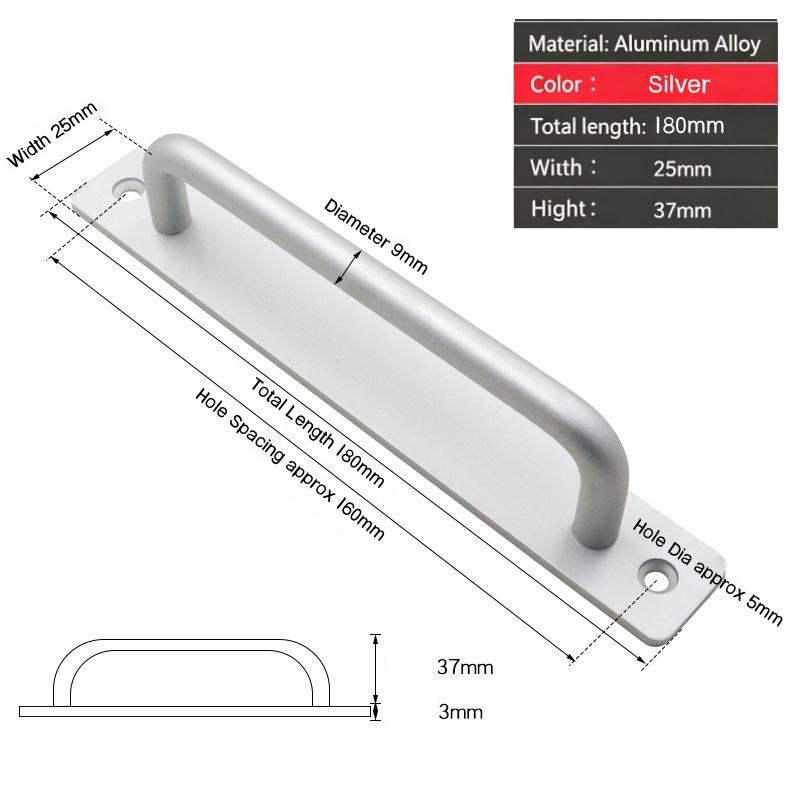 Black/Silver/Gold Barn Door Handles,Sliding Door Handle,Cabinet Handle,Door Pull Handle,Aluminum Alloy Door Push Pull with Plate