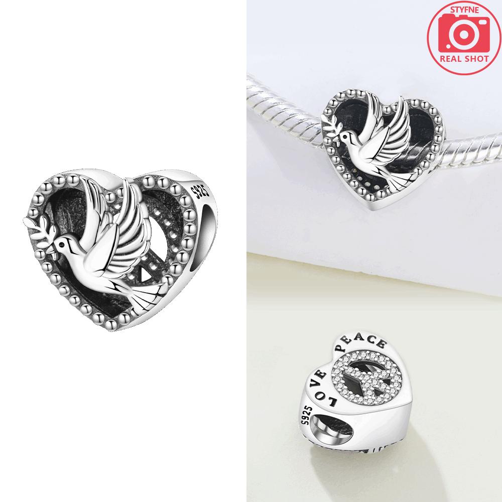 Exquisite Original Copper Peace Dove Love Travel Bead Jingle Bells Stars Moon Paws Beads Fit Bracelet Women Jewelry Gift Diy