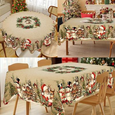 Tovaglia di Natale Vintage Pupazzo di Neve Alce Copritavola Decorazioni Natalizie Per la Casa 2025 Regali di Natale Navidad Noel Capodanno 2026