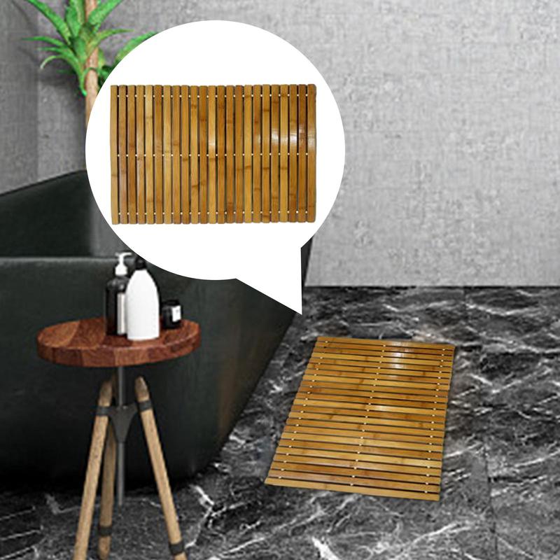 Natural Bamboo Wood Bath Mat Waterproof Floor Mat for Bathroom Toilet Pet Mat Bamboo Bath Mat Large Small for Shower Non Slip
