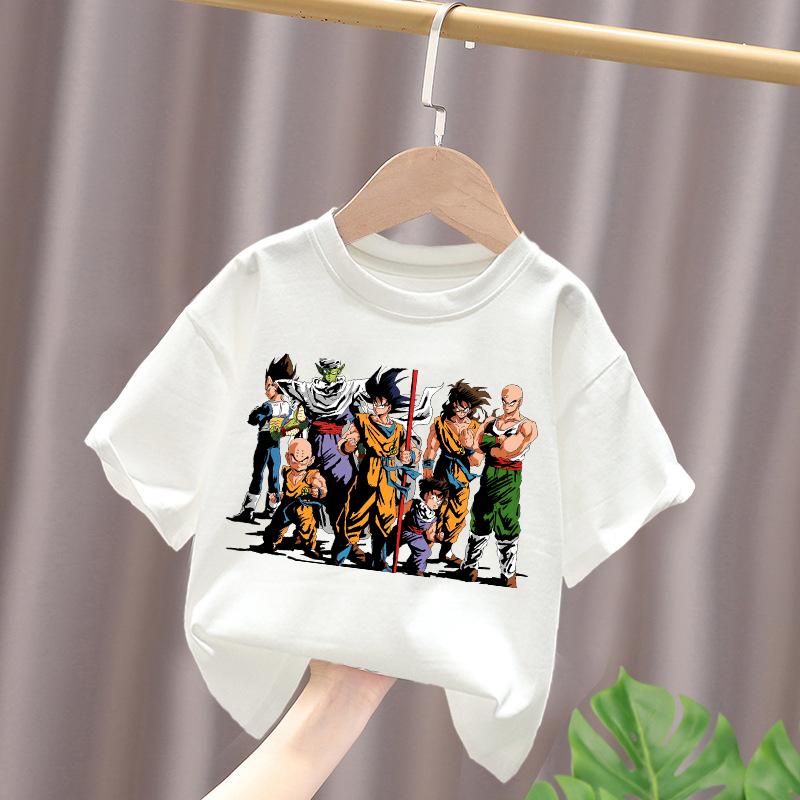 Dragon Ball Fiúk Fehér Pamut Póló Sun Goku Kisgyermek Rövid Ujjú Pólók Rajzfilm Nyári Ruhák Kawaii Felsők Születésnapi Ajándékok