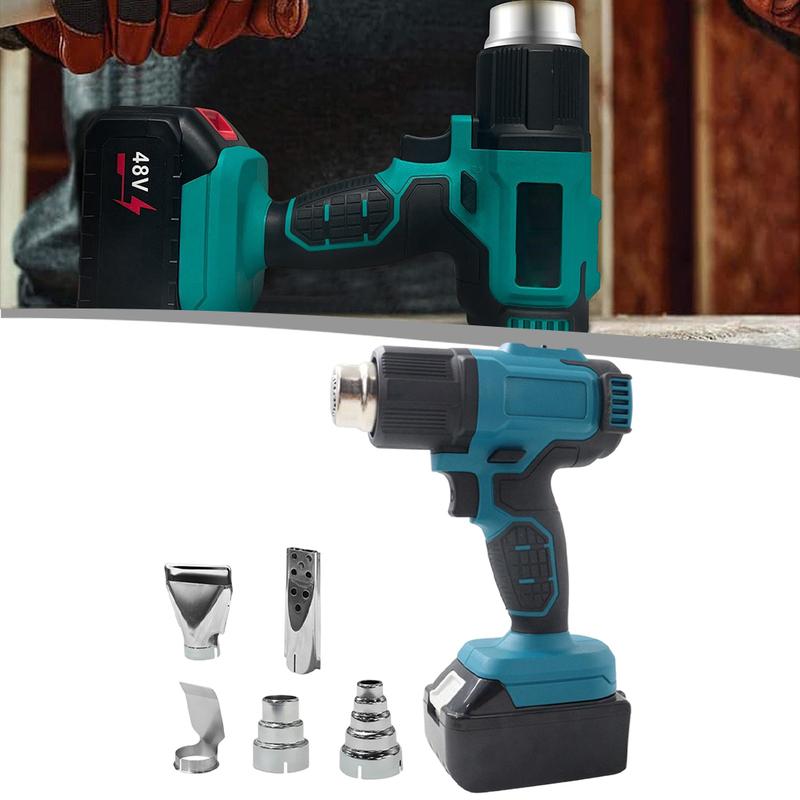 Portable Wireless 21V Hot Air with LCD Adjustable Temperature 50 to 550 Celsius Comes with 5 Stainless Steel Nozzles
