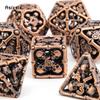 7 Pcs Coppery Skull Head Metal Dice Hollow Metal Polyhedral Dice Set Suitable for Role-Playing RPG  Board Game Card Game