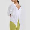 Women's  Long Sleeve Shirt Loose Satin Top Embossed Lace R-neck Silk Lined Top
