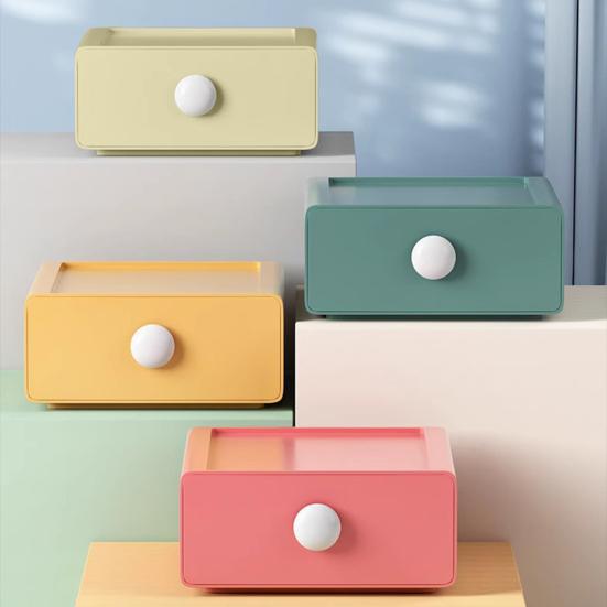 Desktop Storage Box High Capacity Stackable with Knob Store Cosmetic Jewelry Box Desktop Case Household Supplies