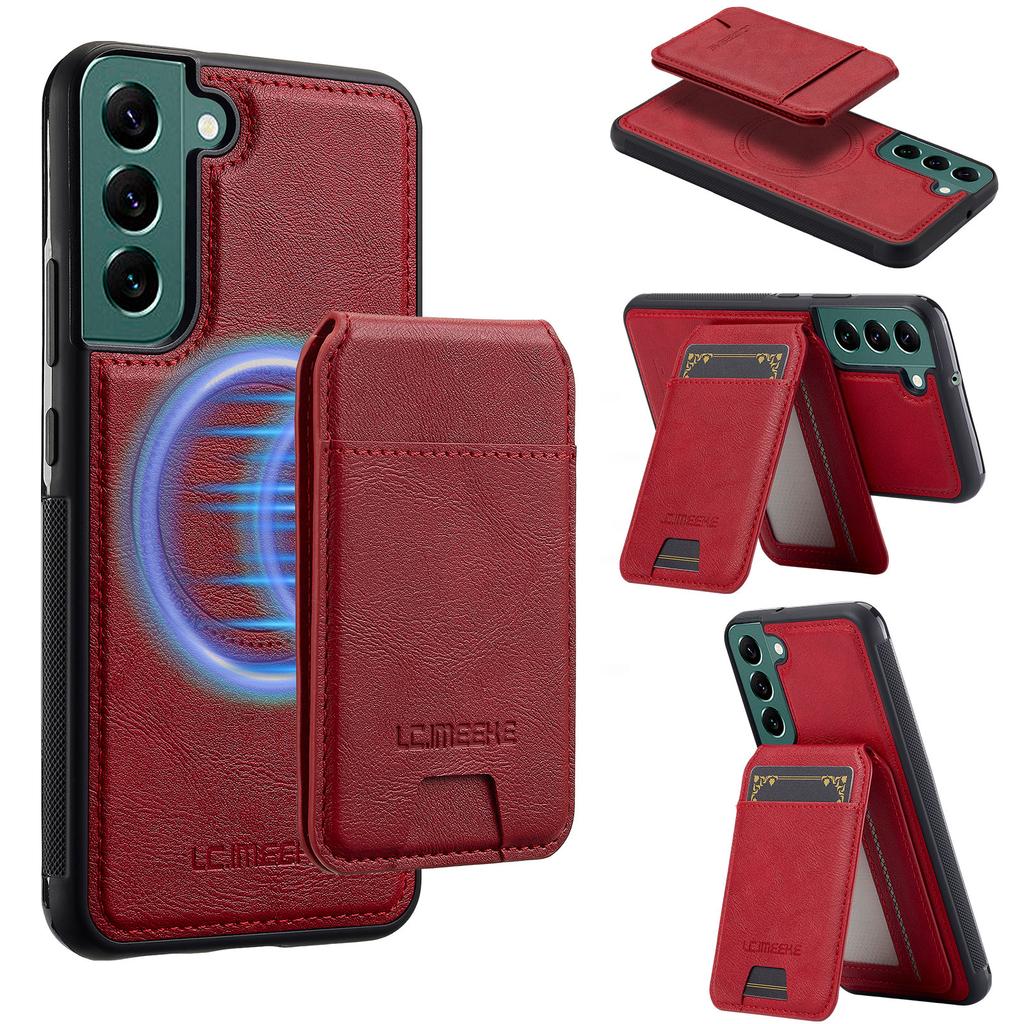 LC.IMEEKE L3 For Samsung Galaxy S21 FE 5G Magnetic Case Detachable Card Holder Leather TPU Mobile Cover