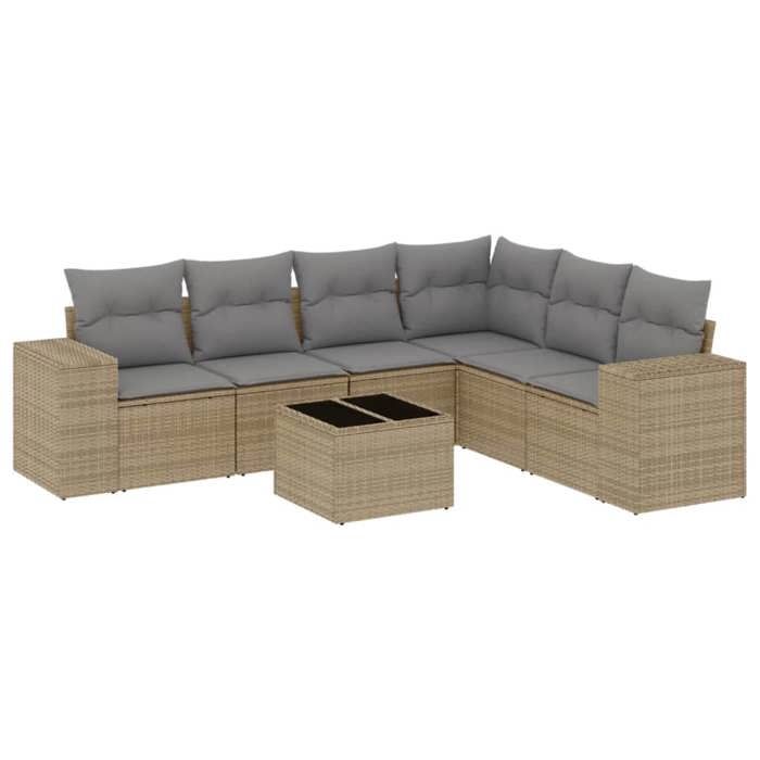 VidaXL Garden Lounge Set with Cushions 7 Pcs, Patio Sofas, Patio Furniture Set, Outdoor Furniture, Beige 3254956
