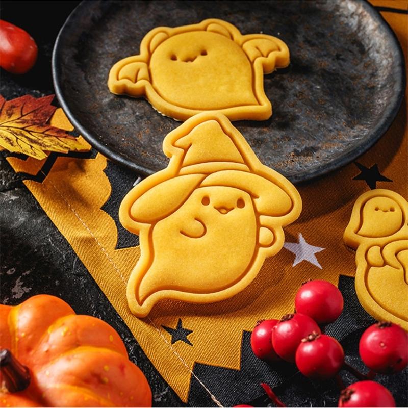 5Pcs Biscuits Mold Halloween Specter Cookie Cutter Biscuits Fondant Cookie Stamp Kitchen Tool Party Supplies