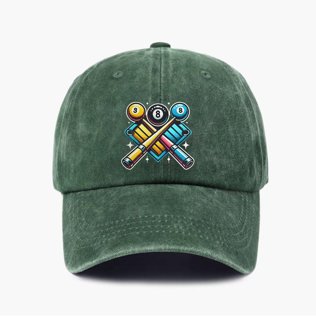 1pc Unisex 1960s Billiard Pool Cues Design Cotton Baseball Cap, 100% Cotton, Adjustable Curved Brim, Hand Wash, Sun Protection,