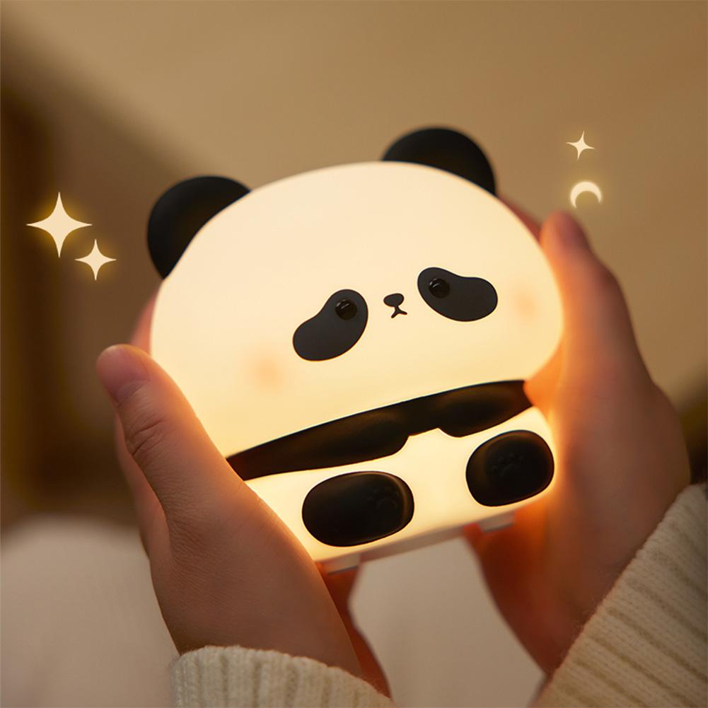Soft Cute Panda Touch Light Bedside Sleeping Night Light USB Rechargeable LED Squishy Panda Lamp Bedroom Decoration for Children