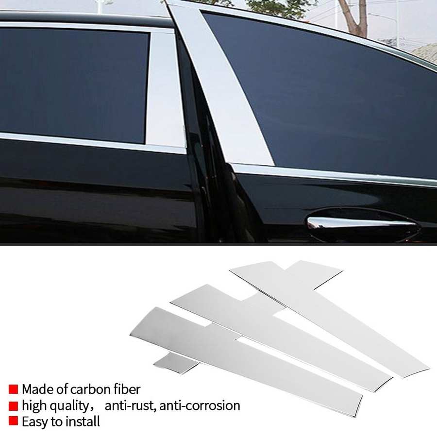 For Mercedes W222 S-Class S400L S320L S500 2014- 4Pcs Window Pillar Molding Strip Cover Trim Aluminum