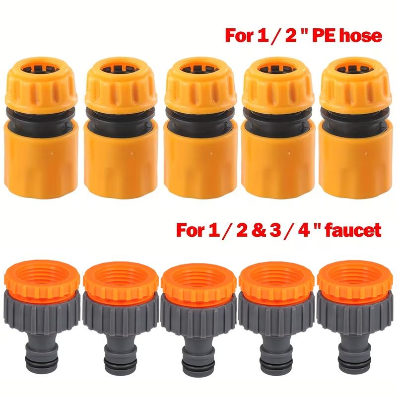 6/10-Piece Hose Quick Connector Kit | 3/4" & 1/2" | Threaded Faucet Adapters | Car Wash & Garden Watering