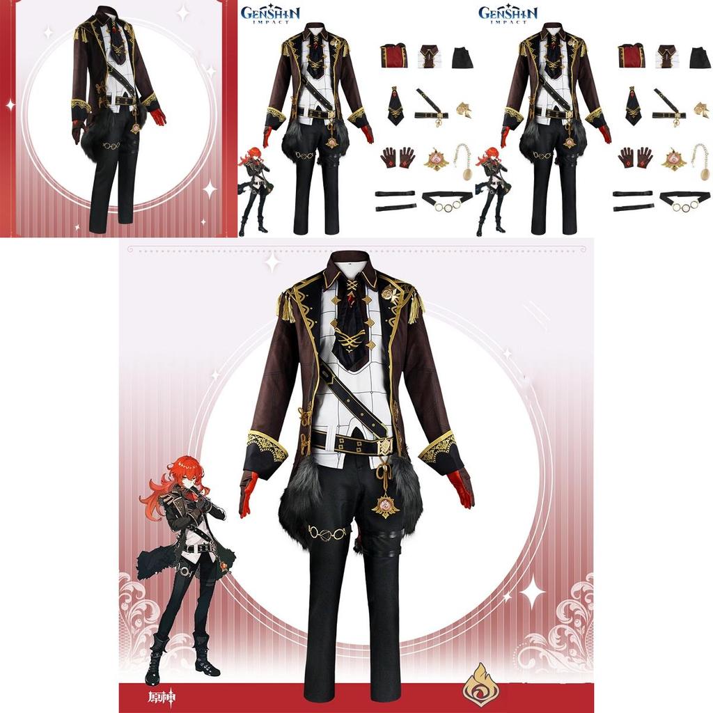 Highly Restored Genshin Impact Diluc Cosplay Costume For Costume Parties