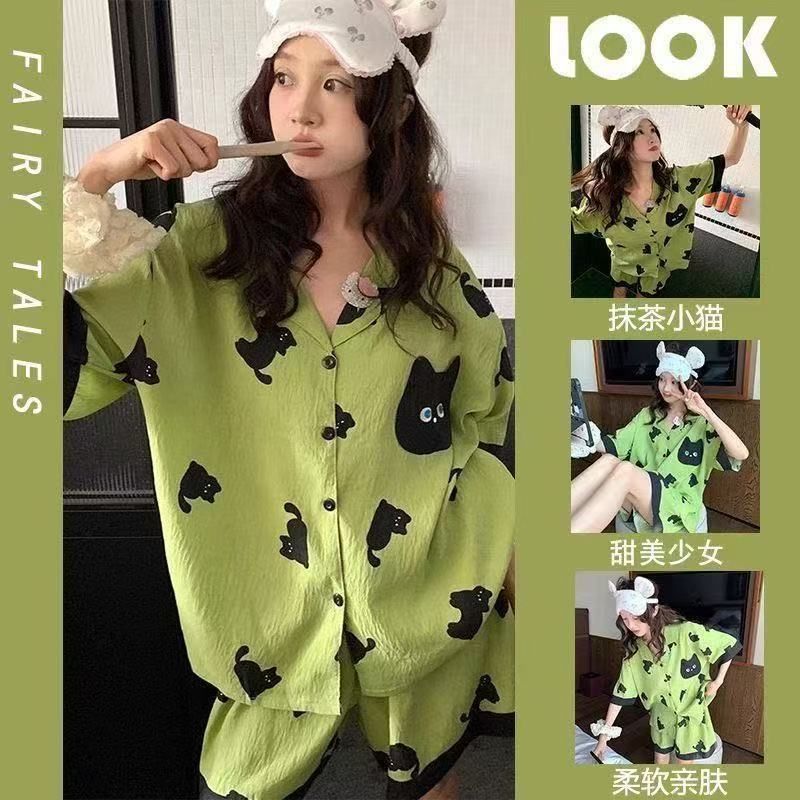 

Cloud cotton pajamas women s summer short-sleeved shorts cartoon cute thin suit loungewear can be worn outside XXL
