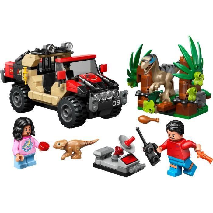 LEGO Jurassic World The Velociraptor and the 4x4 Escape - Dinosaur Toy with 2 Figures - Children's Toy from 6 Years