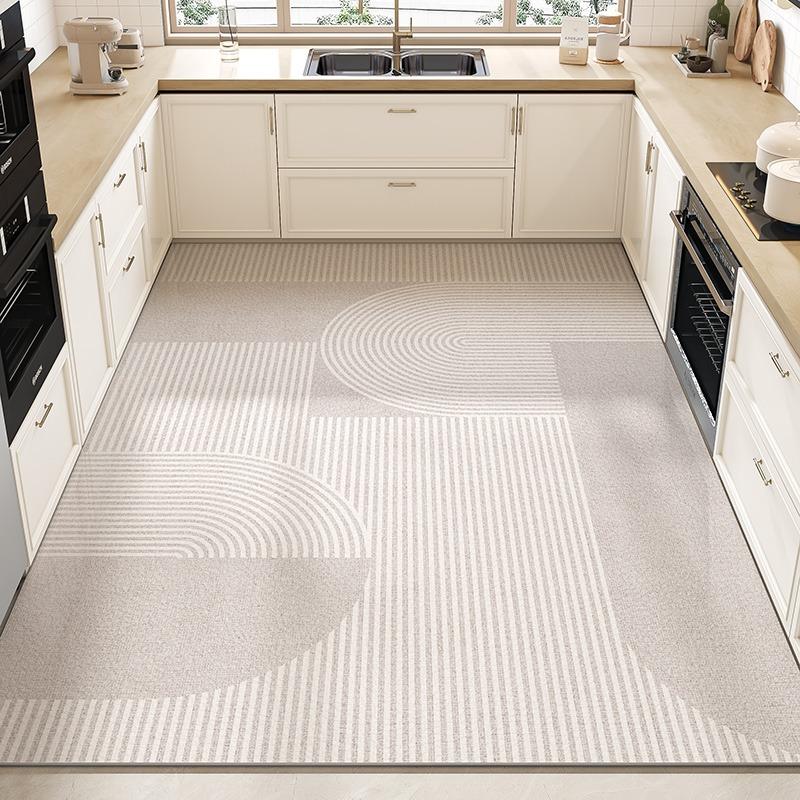 Kitchen Floor Mat Large Area Waterproof Carpet Pvc Leather Oil-proof Non-slip Foot Mats Line Minimalist Home Decoration Rug