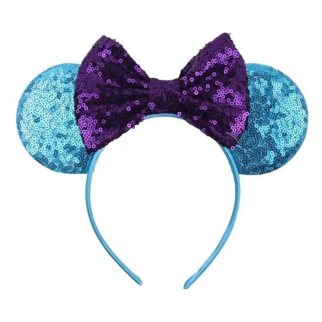 Silver Shinny Mouse Ears Headband For Girls Shinny Sequin Bow Hairband Festival Party Cosplay DIY Hair Accessories