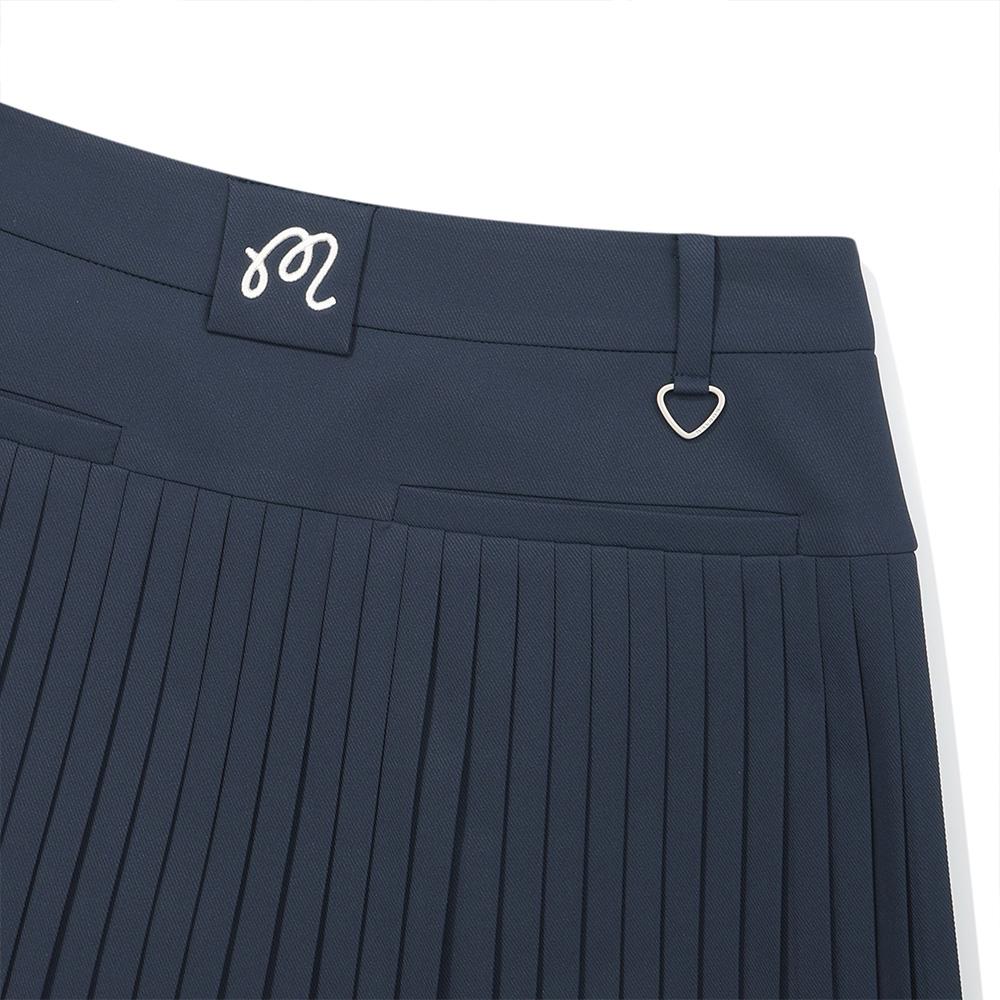 MALBON GOLF Wide Waistband Fine Pleated Skirt Navy (Woman)