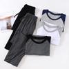 Traje de Pijama de Pantalón Largo de Manga Larga de Modal para Hombre Primavera y Verano Talla Grande Traje Activo para Estar en Casa Primavera y Otoño
