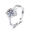 S925 Sterling Silver Women's Angel's Kiss 1 Carat Moissanite Ring