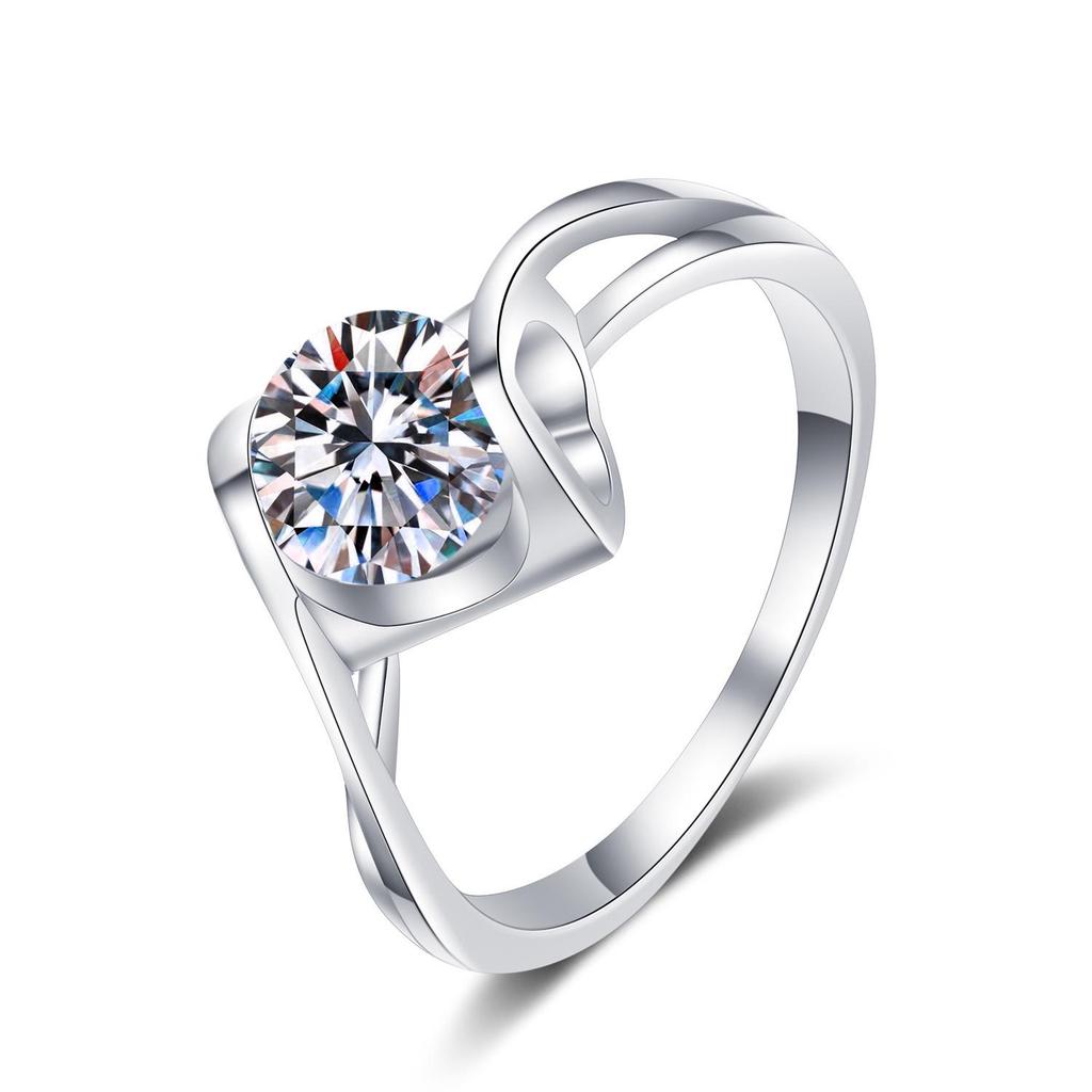 S925 Sterling Silver Women's Angel's Kiss 1 Carat Moissanite Ring