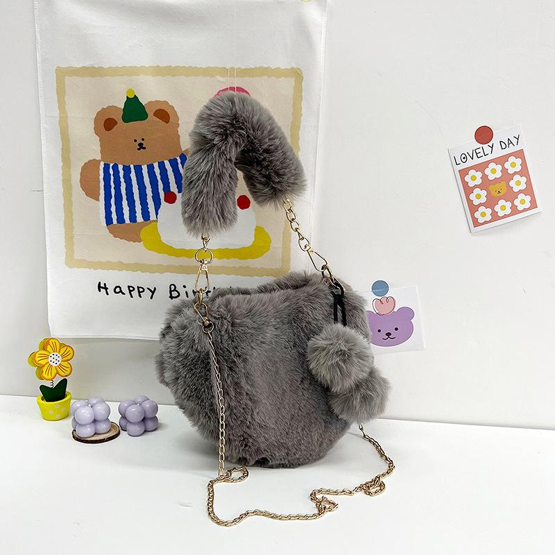 2025 new bag fashion heart bag women's chain messenger bag plush love shoulder fluff Valentine's Day gift
