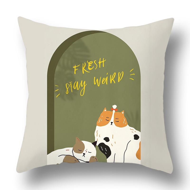 Green Geometric Art Sofa Pillowcase Dormitory Decoration Office Living Room Home Pillowcase