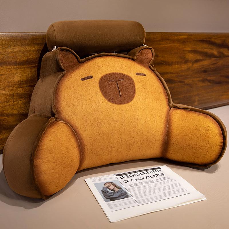 Cartoon Bedside Soft Animal Bread Cat Capybara Backrest Sofa Cushion Plush Biscuit Cat Triangle Pillow On The Bed Gifts