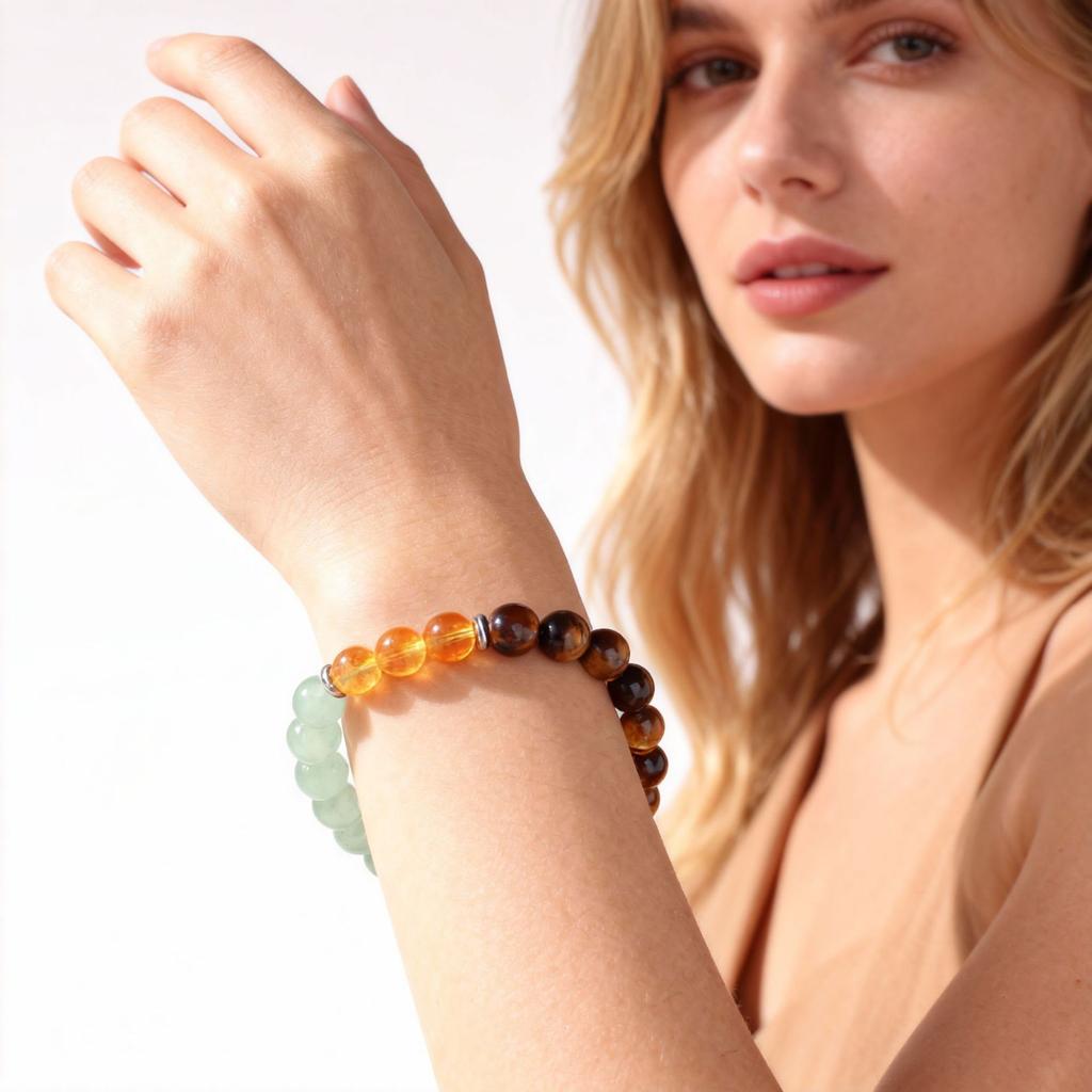 Festive Gifts Green Aventurine Citrine And Tiger Eye Beaded Bracelet Warm Fashion Jewelry For Men And Women Daily Wear Simple Versatile Accessory