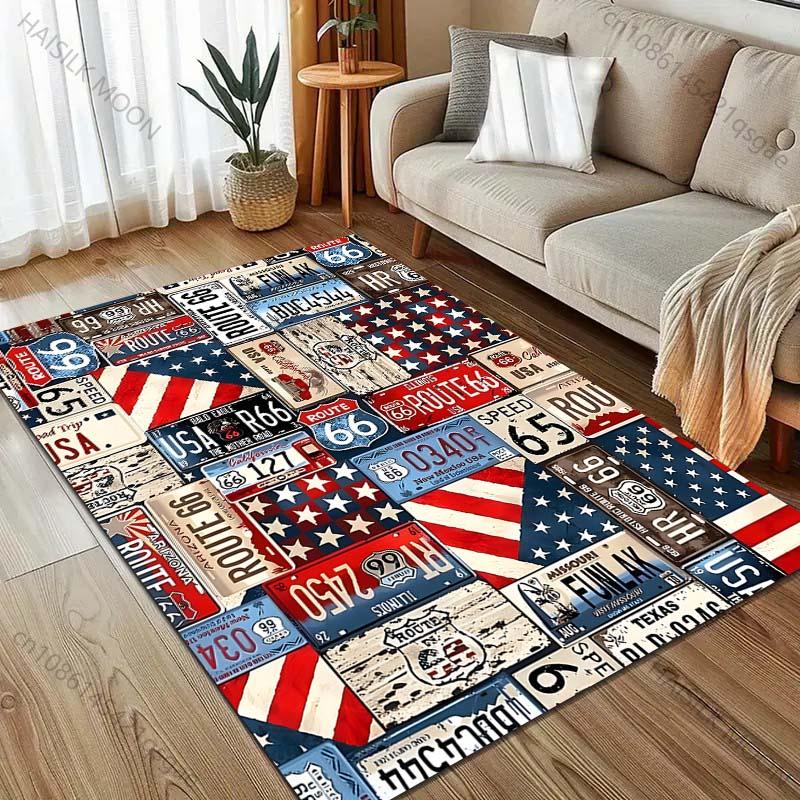 

American Highway Sign Print Carpet for Bedroom Living Room Bedside Sofa Floor Mat Modern Home Decor Area Rug Large Size 40x60cm (16x24in)