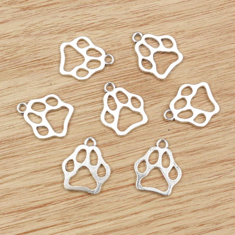20pcs Cat Dog Footprint Cute Charms Pendant 19x17mm Alloy Metal DIY Jewelry Making Accessories Findings for Necklace Earrings