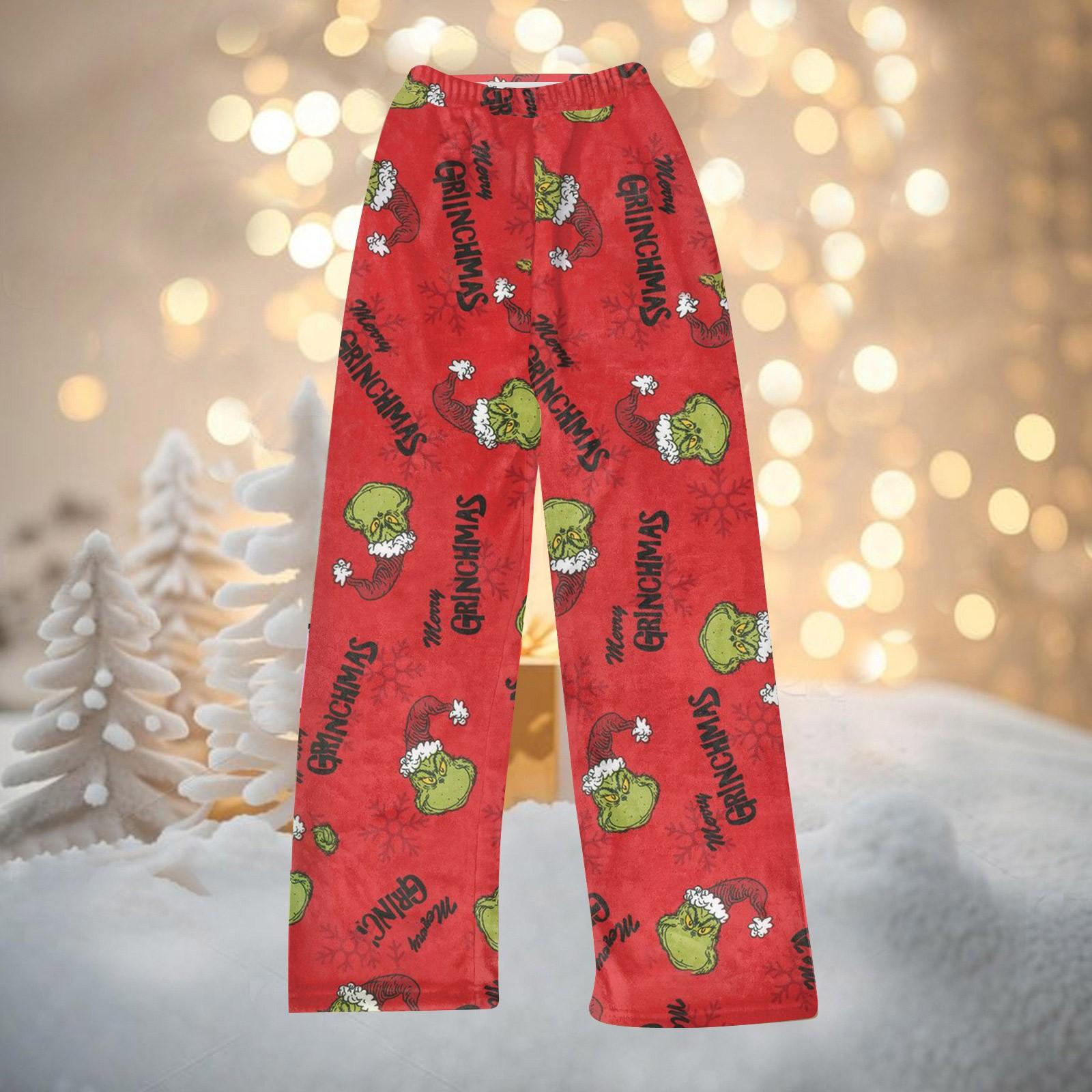 

Женские осенне-зимние брюки, длинные брюки, фланелевые брюки с рождественским принтом S