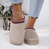 Winter 2025 New Cashmere Warm Thick Sole Heelless Covered Half Mop Cashmere Warm Snow Boots Slipper Cotton Shoes