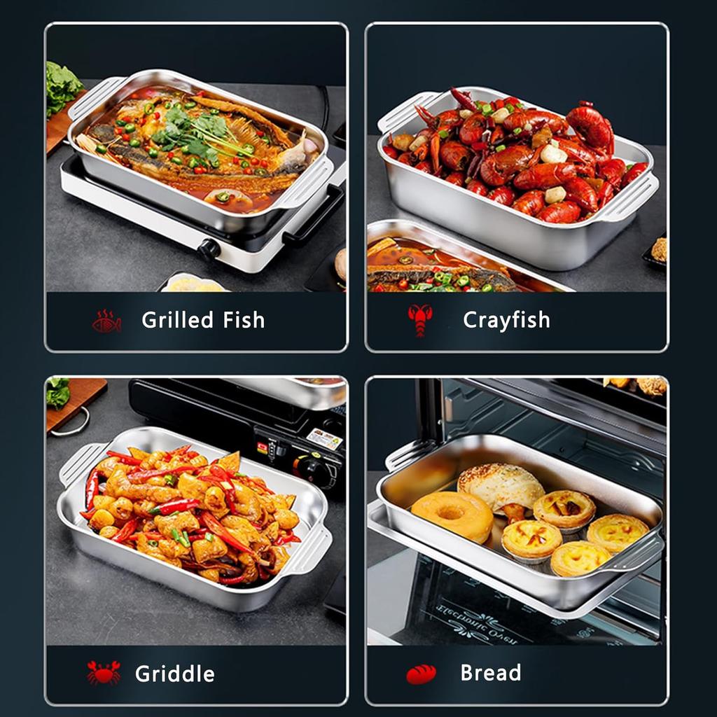 Kitchen barbecue plate food grade stainless steel non-stick induction cooker flat bottom barbecue plate kitchen accessories