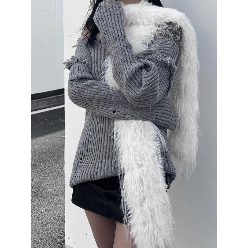 Super Dlouhý Plyšový Šátek z Imitace Kožešiny s Třásněmi Zimní Móda s Dopaminovým Plyšovým Peřím Nový Šátek